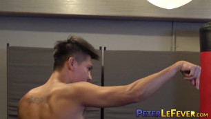 Adorable Asian jock rimmed and hard pounded before cumshot
