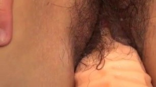 Hairy asian MILF with great saggy tits toyed