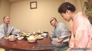 Fucking the Asian waitress in a hot tub